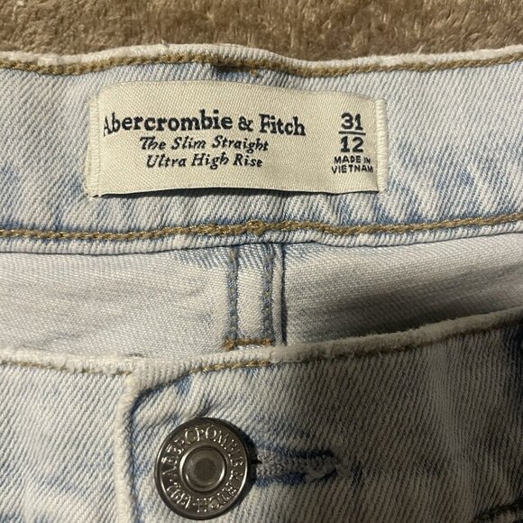 Abercrombie & Fitch Jeans Womens Sz 31/12  Slim Straight Ultra High Rise Light - Picture 2 of 8